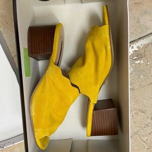 Kensie Yellow Block Heel Mules- New